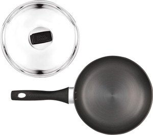 MILTON Pro Cook Hard Anodized Fry Pan With Stainless Steel Lid, Fry Pan 24 cm diameter with Lid 1.8 L capacity