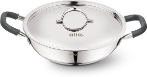 Allo Cooksafe Stainless Steel Naturally Non Stick Friendly Kadhai 22 cm diameter with Lid 2 L capacity