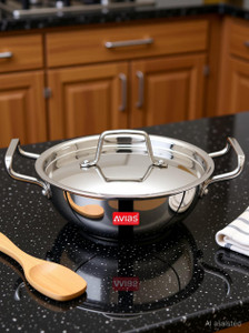 AVIAS AVI3 Triply Kadai with SS Lid Kadhai 20 cm diameter with Lid 1.5 L capacity
