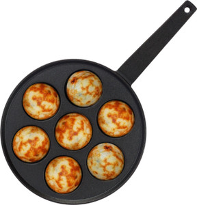 Greenchef Cast Iron pre-seasoned Paniyarakkal 7 Pits - Zesto Paniarakkal 0.2 L capacity 22 cm diameter