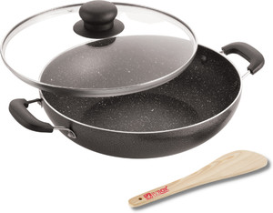 iVBOX induction-Base 24cm Non Stick with Glass Lid Kadhai 24 cm diameter with Lid 2 L capacity