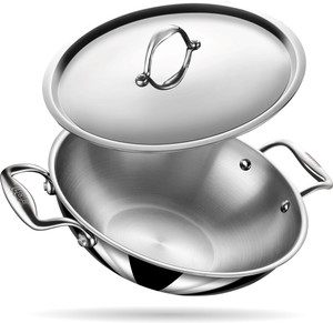 Stahl Artisan Triply Stainless Steel 26 cm ढक्कन के साथ
