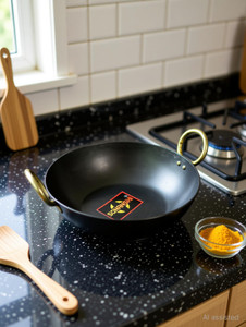 Sonanshi Iron/Lokhand Black Kadhai for Cooking 26.24 cm