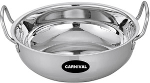 CARNIVAL Stainless Steel Kadhai/Cookware Kadhai Without Lid for Cooking Kadhai 26 cm diameter 3.4 L capacity