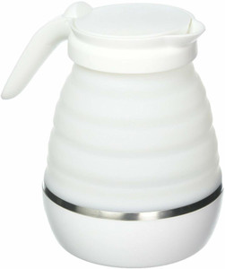Tradhi Travel Folding Electric Kettle - Fast Boiling - Food Grade Silicone - Beautiful Design Collapsible, Portable, Foldable - Boil Dry Protection -800W- Dual Voltage 100v/120v-220v/240v (White) Electric Kettle