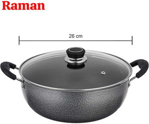 Mainsa Non Stick Kadhai With Glas Lid Kadhai 27 cm diameter with Lid 2.5 L capacity