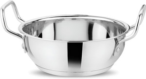 PRABHA Kadai for Cooking | Steel Kadhai | Heavy Induction Base Stainless Steel Kadhai Kadhai 28.6 cm diameter 5.4 L capacity