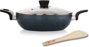iVBOX Rock-Series 3mm-Thick induction-Bottom 260mm Non Stick Kadhai 26 cm diameter with Lid 3.2 L capacity