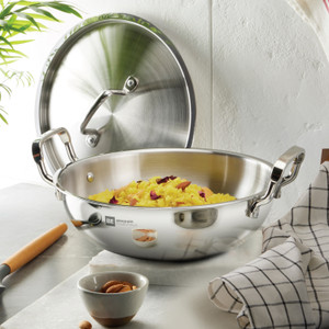 BERGNER BE Essentials Tripro Kadhai 24 cm diameter with Lid 3.1 L capacity