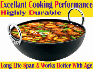 VeerEnterprises Ms Pure Iron/Loha Kadhai 18 cm diameter 0.75 L capacity