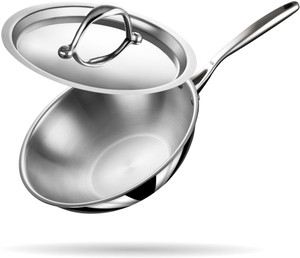 Stahl Artisan Triply Stainless Steel Wok with Lid 2 L capacity 22 cm diameter