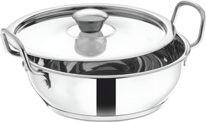 PRABHA Kadai for Cooking | Steel Kadhai | Heavy Induction Base Stainless Steel Kadhai | Kadhai 20.8 cm diameter with Lid 1.9 L capacity