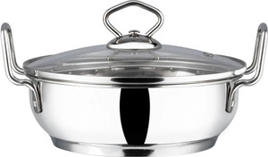 VINOD ग्लास लिड के साथ स्टेनलेस स्टील कढ़ाई - 18 cm, 1.5 Ltr (इंडक्शन फ्रेंडली) कढ़ाही 18 cm ढक्कन के साथ