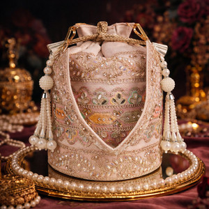 PLANX Classy Embroidery Traditional Design Wedding Party Potli Purse For Women Potli