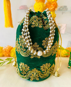 byra Golden Sequence Coding Velvet Cylinder Potli Potli