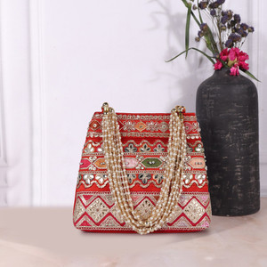PLANX Stylish Embroidery Traditional Unique Design Wedding Party Potli Purse For Women Potli