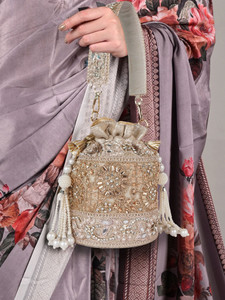 PLANX Classy Embroidery Traditional Design Wedding Party Potli Purse For Women Potli