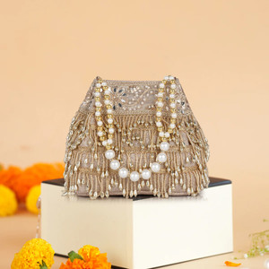 Nevis Elegant New Latest Design Embellished Party Pearl Handle Wedding Women Clutch Potli