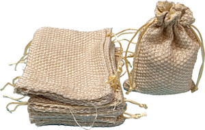 3A Featuretail 10pc 18cm x 13cm Jute Drawstring Bags Pouches Potli for Gift/Jewelry Packing Potli