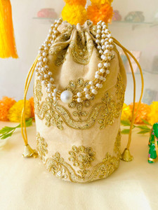 byra Golden Sequence Coding Velvet Cylinder Potli Potli
