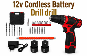 DELIVERYPAX Battery Drill Machine | Rechargeable Li-Ion Drill Driver & Screwdriver | Variable Speed, Forward/Reverse, High Torque | Keyless Chuck with LED Light Pistol Grip Drill