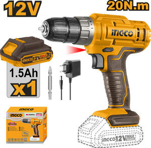INGCO 12V Lithium-ion With 1.5ah Battery and Charger CDLI1218 Cordless Drill