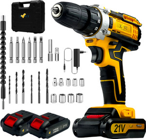 XLNT 21v Cordless Drill Machine, 2 Batteries, Drill Bits, Fast Charger - Image 6