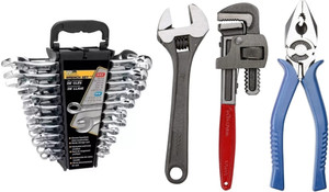 PTM 12pc double side combination wrench# pipe wrench8inch#plier8inch#adjustable8inch Power & Hand Tool Kit