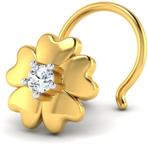 LORDS JEWELS Simple Love Diamond Nose Pin Stud BIS Hallmarked 18kt Diamond Yellow Gold Stud