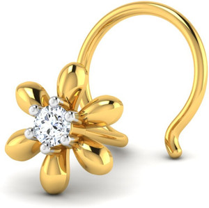 LORDS JEWELS Flower of Pride Diamond Nose Pin for Women & Girls BIS Hallmarked 18kt Yellow Gold Stud