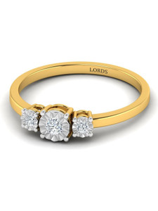 LORDS JEWELS Trilight Diamond Ring 1.66 Grams BIS Hallmarked Gold Ring For Girls and Women 14kt Diamond Yellow Gold ring