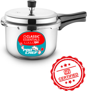 Classic Essentials Prochef 3 Litre Stainless Steel Outer Lid Cooker | ISI Certified | 3 L Outer Lid Induction Bottom Pressure Cooker & Pressure Pan