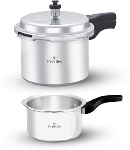 Prestlee Non Induction Base Aluminium 2 Ltr + 3 Ltr Pressure Cooker Combo 2 L, 3 L Outer Lid Pressure Cooker & Pressure Pan