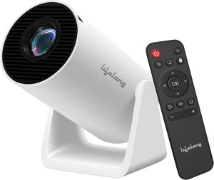 Lifelong LightBeam (2500 lm / 1 Speaker) Portable Android 720p HD Native with 4K, Upto 120-inch Display, Inbuilt Speaker, Bluetooth, Wi-Fi, Smart Apps Support like Netflix, Prime, Yotube Smart Home Projector