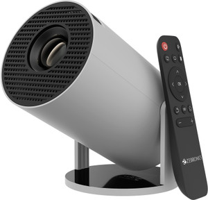 ZEBRONICS Zeb- QLP 5 [ PIXAPLAY 73] (3300 lm) Portable 720p Native with 4K Support, OTT Apps (Netflix, PrimeVideo, Hotstar), 200-degrees Rotatable, Auto Keystone, Miracast, 3W Speaker, 130-inch Screen, WiFi|BT, Android Projector