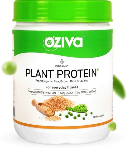 OZiva Organic Plant Protein,(Pea protein & Brown Rice) for Everyday Fitness,Unflavored Plant-Based Protein