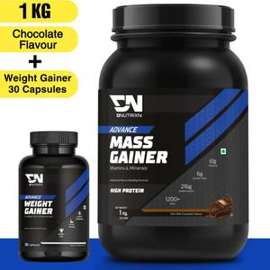 DNUTRIXN Advance High Protein Mass Gainer |Protein 63G | Calorie 1200+Kcal |Multivitamin+ Weight Gainers/Mass Gainers