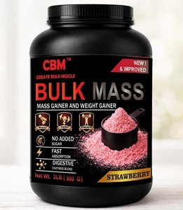 CREATE BULK MUSCLE Bulk Mass Strawberry 6lb Weight Gainers/Mass Gainers