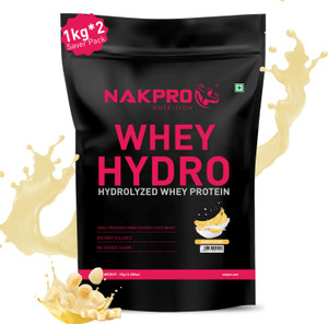 Nakpro HYDRO Whey Protein Hydrolyzed Supplement Powder - 2 kg (1Kg*2 Pouches) Banana Whey Protein