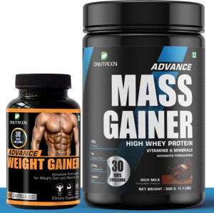 DNUTRIXN Advance Mass Gainer with High Protein | High Calories | Multivitamin + Weight Gainers/Mass Gainers