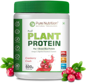 Pure Nutrition Plant Protein Powder for Men, Women With Pea & Brown Rice Protein Plant-Based Protein