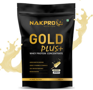 Nakpro Gold Plus+ Whey Protein Concentrate with Digestive Enzymes|25g Protein 5.5g BCAA Whey Protein