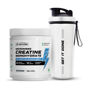 Wellcore Micronised Creatine Monohydrate + Steel Shaker - Image 1