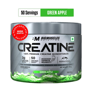 BIGMUSCLES NUTRITION Creatine Monohydrate [50 Servings] | Supports Lean Muscle Building & Recovery Creatine (155 g, Green Apple) - Image 1