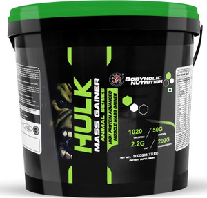 BODYHOLIC Nutrition Hulk Mass Gainer High Protein Calories Advance Muscle Mass Gain-10lbs Weight Gainers/Mass Gainers