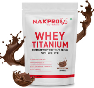 Nakpro TITANIUM Tri Blend Whey Protein Hydro, Isolate & Concentrate - 1 Kg Chocolate Whey Protein