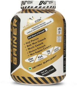MUSCLE ICON GOLD MASS GAINER PREMIUM PROTEIN CARB & CREATINE MATRIX GAINER (6lbs) Weight Gainers/Mass Gainers