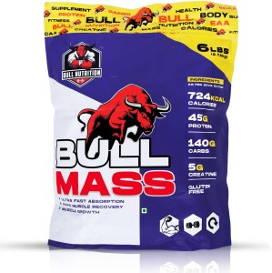 BULL NUTRITION Bull Mass Gainer Rapid Muscle Recovery and Muscle Growth (6lbs,2720g) Weight Gainers/Mass Gainers