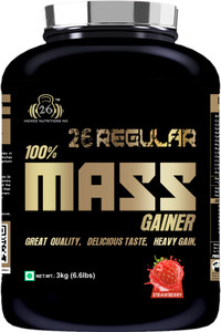 26INCHES NUTRITIONS INC Regular 100% Mass Gainer Black-3 Kg| Weight Gainer| Mass Gainer| Bulk Gainer Weight Gainers/Mass Gainers