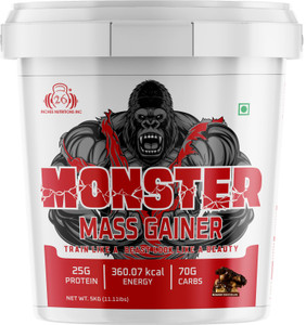 26INCHES NUTRITIONS INC Monster Mass Gainer -5Kg With BCS Bulk Gain 100 Capsules Weight Gainers/Mass Gainers